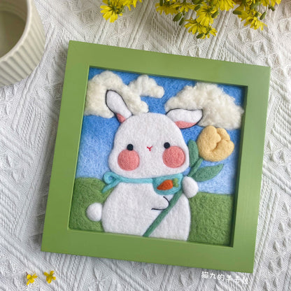 Needle felted Painting Kit Needle felting Bunny Needle felting For Beginners