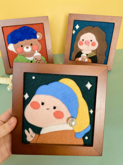 Needle felted Painting Kit Needle felting Project Girl with a Pearl Earring Needle felting For Beginners