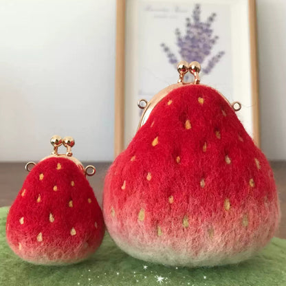 Needle felting kit for beginners starters DIY Wool Felting Strawberry Mini Purse