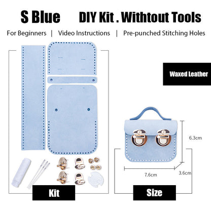 DIY Leather Mini Satchel Bag Kit DIY Leather AirPods Case Kit Blue Waxed DIY Leather Projects DIY Leather Pouch Kit