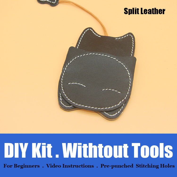 Cute DIY Leather Key Holder Kit DIY Eco Leather Project DIY Blue Leather Womens KeyChain DIY Leather KeyRing Kit