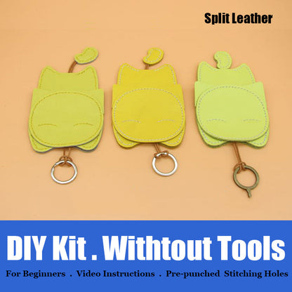 Cute DIY Leather Key Holder Kit DIY Eco Leather Project DIY Purple Leather Womens KeyChain DIY Leather KeyRing Kit