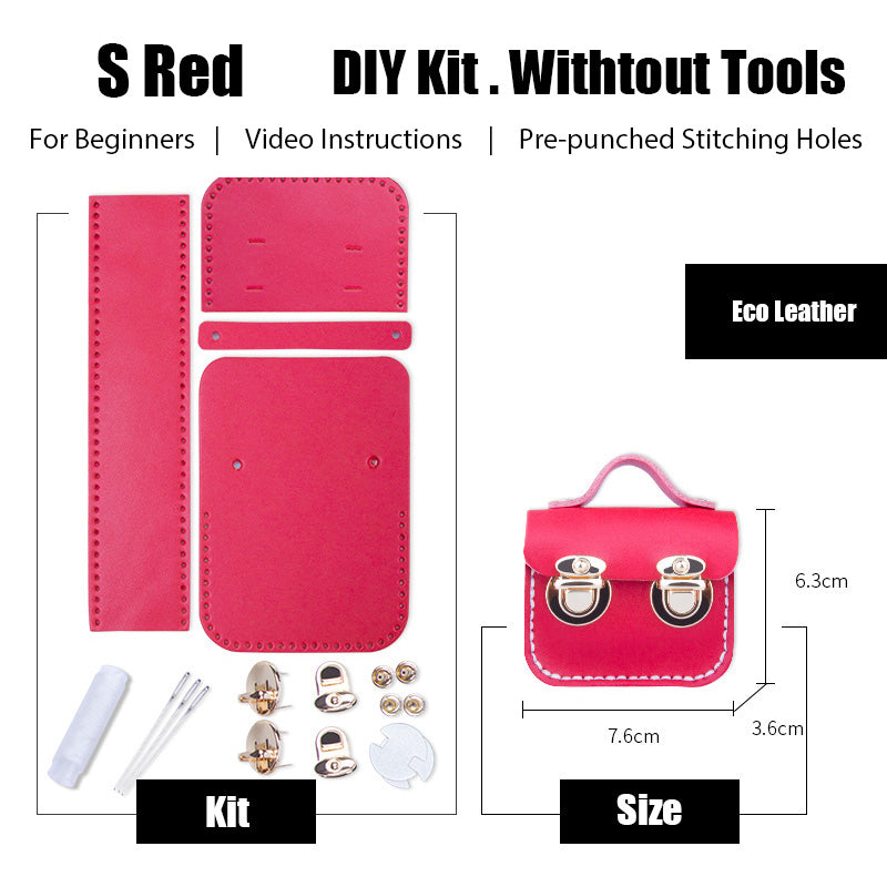 DIY Leather AirPods Case Kit DIY Leather Mini Satchel Bag Kit DIY Red Leather Projects DIY Leather Pouch Kit