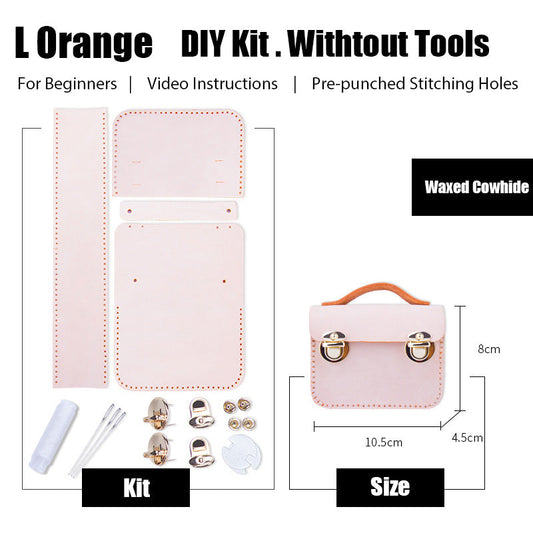 DIY Leather AirPods Case Kits DIY Leather Mini Satchel Bag Kit DIY Orange Waxed Leather Projects DIY Leather Pouch Kit