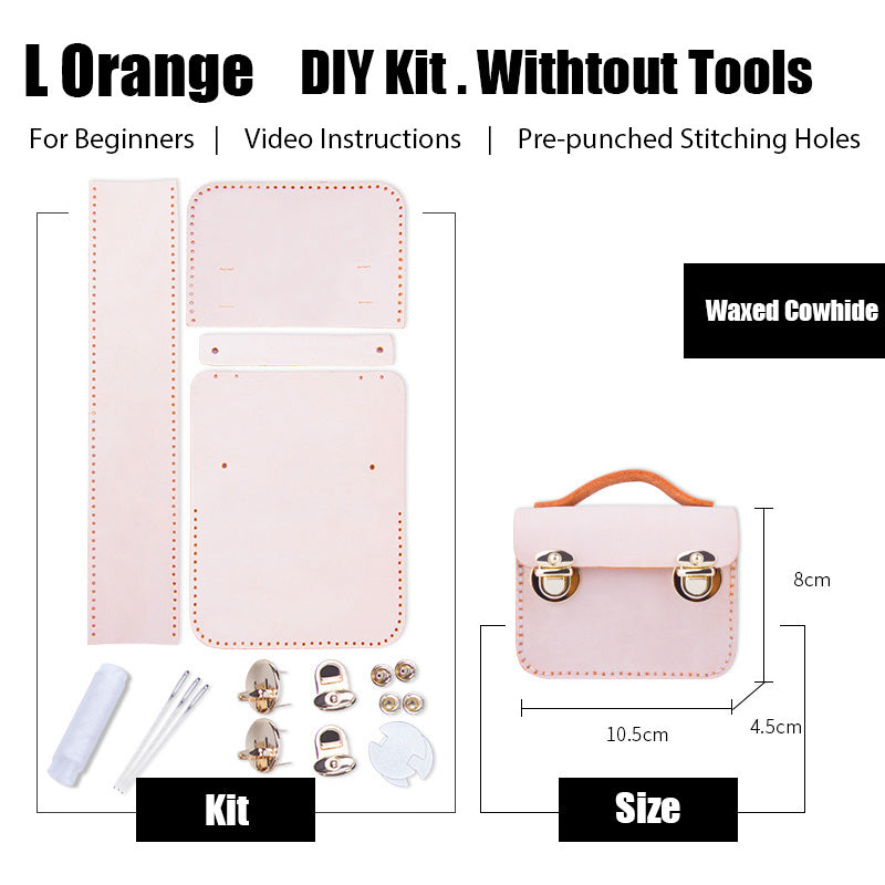 DIY Leather AirPods Case Kit DIY Leather Mini Satchel Bag Kit DIY Orange Waxed Leather Projects DIY Leather Pouch Kit