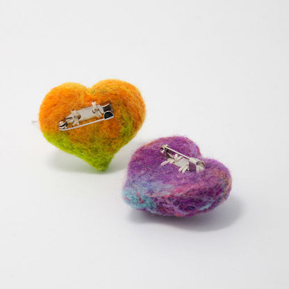 Needle Felting Crafts Heart Colorful Jewelry Brooch Hair Clip