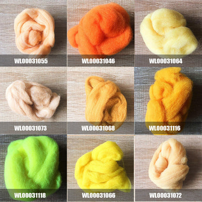 Needle felted supplies wool felting Yellow wool Roving for felting short fabric