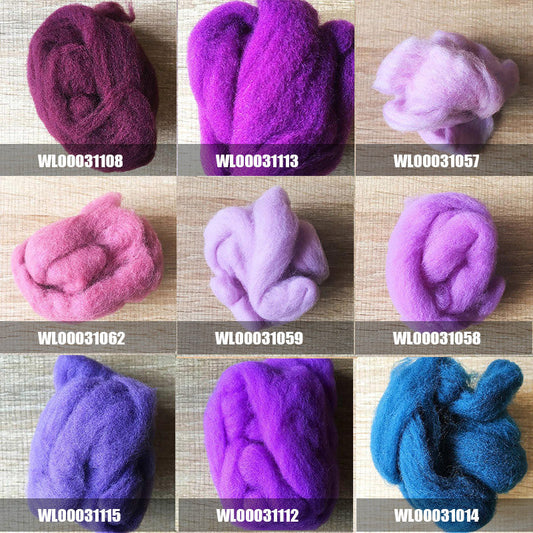 Needle felted supplies wool felting purple wool Roving for felting short fabric