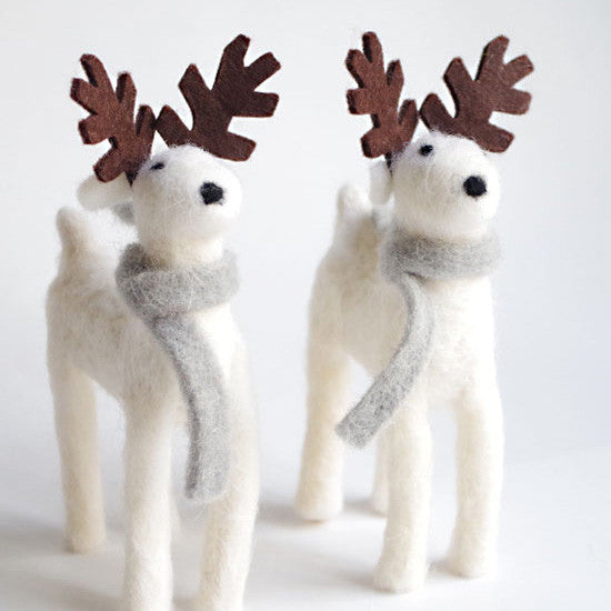 Needle Felted Felting project Animals Reindeer White Scarf Craft