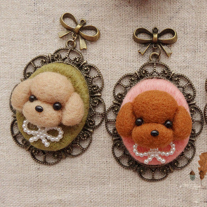 Needle Wool Felted Felting Animals Dog Necklace Cute