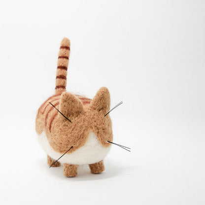 Needle Felted Felting project Animals Cat Tan White Cute Craft