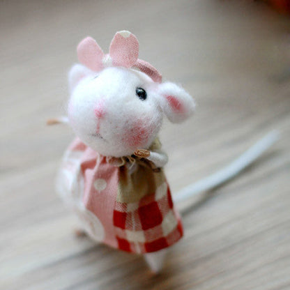 Needle Felted Felting project Wool Animals Cute Pink Mouse