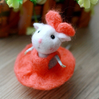 Needle Felted Felting project Wool Animals Cute Red Mouse