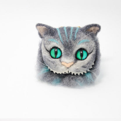 Needle felt project animals Cheshire cat brooch hair clip felt cute craft