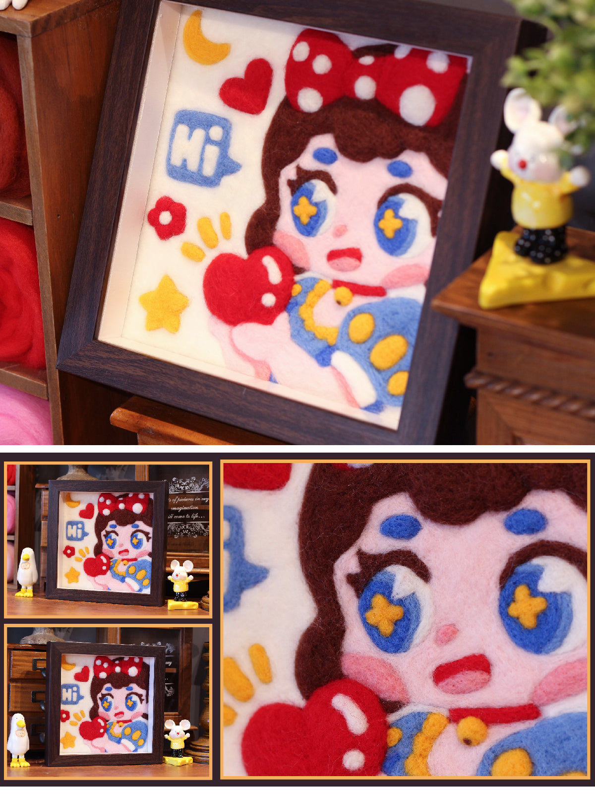 Snow White Needle felted Painting Kit Needle felting Projects Needle felting For Beginners