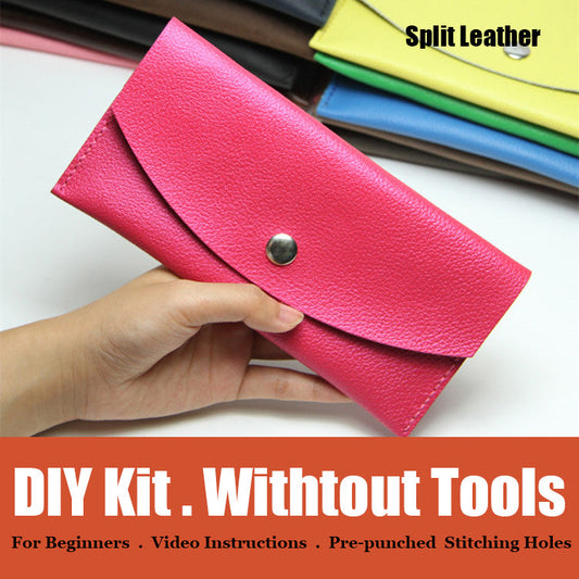 DIY Leather Wallets Kit DIY PinkRed Eco Leather Projects DIY Minimalist Leather Wallet DIY Leather Womens Wallet Kit