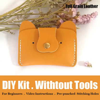 DIY Red Leather Card Holder Kits DIY Leather Dogs Card Wallet Kit DIY Leather Projects DIY Leather Kit