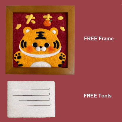 Tiger Needle felted Painting Kits Needle felting Handmade Gifts For Her Needle felting Project