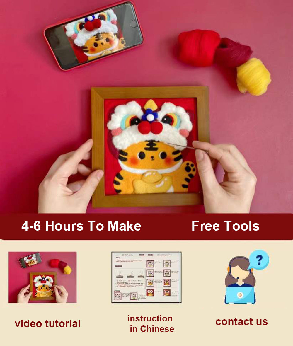 Tiger Needle felted Painting Kits Needle felting Handmade Gifts For Her Needle felting Project