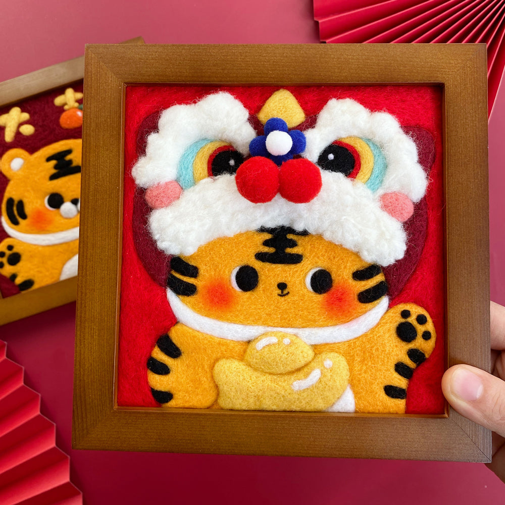 Tiger Needle felted Painting Kits Needle felting Handmade Gifts For Her Needle felting Project