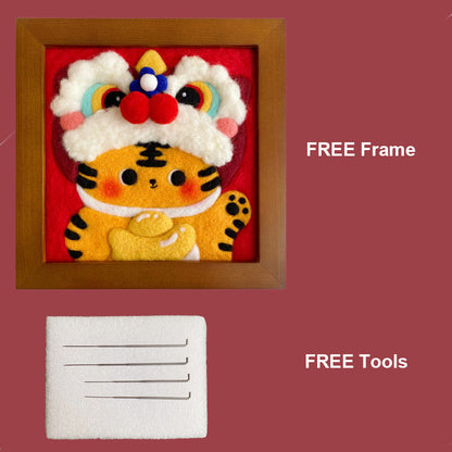 Tiger Needle felted Painting Kits Needle felting Handmade Gifts For Her Needle felting Project