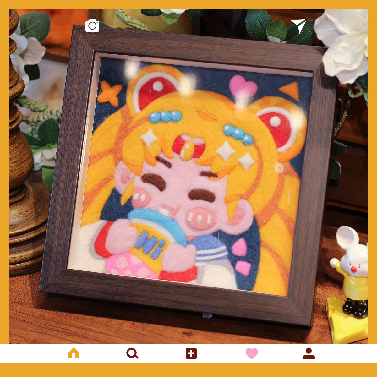 Tsukino Usagi Needle felted Painting Kit Needle felting Project Needle felting For Beginners