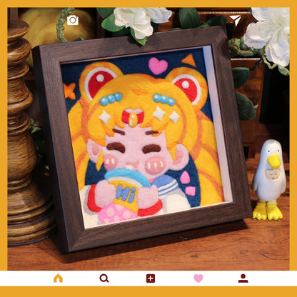 Tsukino Usagi Needle felted Painting Kit Needle felting Project Needle felting For Beginners