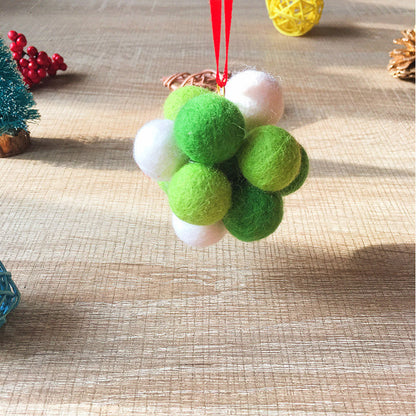 Handmade needle felting felted project christmas bauble green ball tree ornamant christmas decor decoration